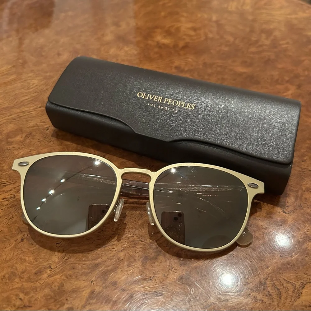 OLIVER PEOPLES Sheldrake Metal OV1179S Bone Pecan Taupe Mirrored Sunglasses 1179 - Picture 3 of 10